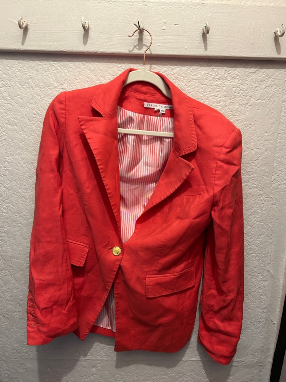 Veronica Beard Coral-Red Single-Button Blazer